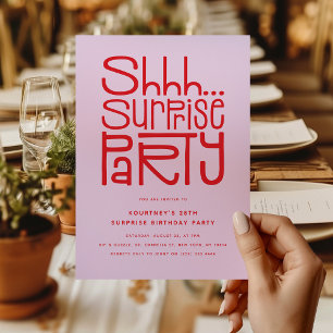 Convite Festa Surpresa Silenciosa Aniversário Moderno
