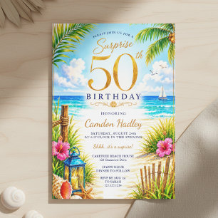Convite Festa Surpresa Tropical de 50 Anos