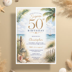Convite Festa Surpresa Tropical de 50 Anos de Idade
