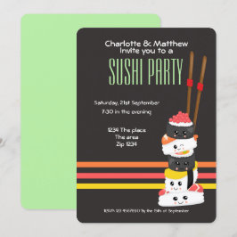 Convite Festa Sushi Cute Kawaii Personaliza Japonês