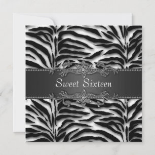 Convite Festa Sweet 16 Black Zebra