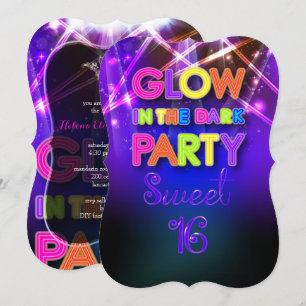 Convite Festa Sweet 16 da PixDezine, Luzes de Neon/ Laser
