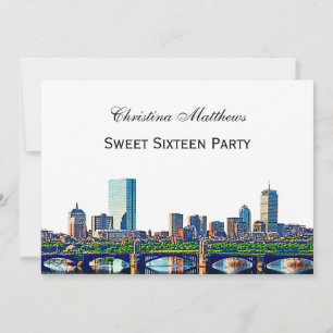 Convite Festa Sweet 16 do Horizonte de Boston #2Col