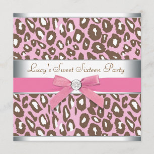 Convite Festa Sweet 16 Pink Leopard