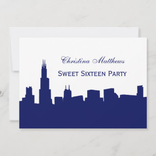 Convite Festa Sweet 16 Silhueta do Navy Chicago