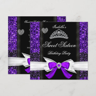 Convite Festa Sweet 16 Sweet Sixteen Brilho Roxo