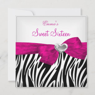 Convite Festa Sweet Sixteen 16 Prata Rosa Preto Leopardo 5