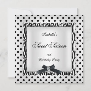 Convite Festa Sweet Sixteen 16 Preto Branco Imagem de Boli