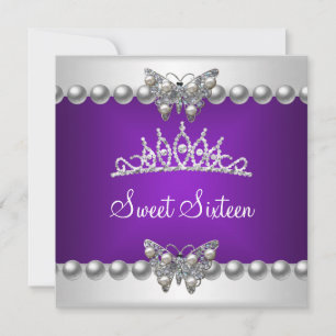 Convite Festa Sweet Sixteen 16 Roxo Branco Borboleta
