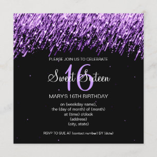 Convite Festa Sweet Sixteen Estrelas Cadentes Roxas
