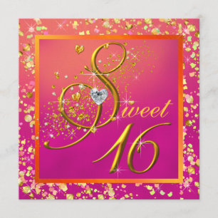 Convite Festa Sweet Sixteen Laranja e Rosa