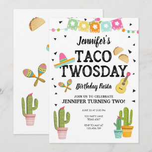 Convite Festa Taco Twosday - segundo aniversário de Garota