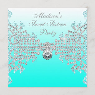 Convite Festa Teal Blue Ombre Sweet 16