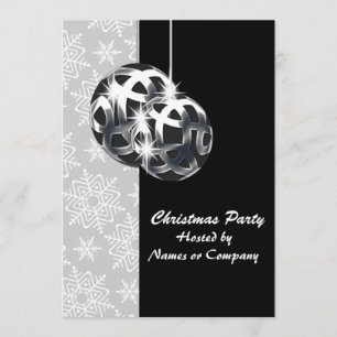 Convite Festa temática do Natal branco preto