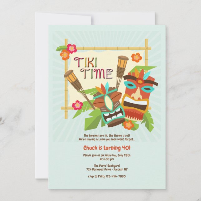 Convite Festa Tiki Luau (Frente)