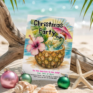 Convite Festa Tropical de Natal Jolly Seahorse