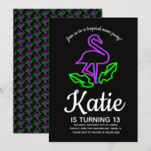 Festa Tropical de Neon Flamingo Adolescente