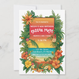 Convite Festa Tropical de Reggae Floral Personalizável