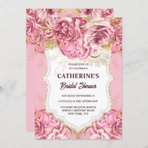 Convite Festa tropical de rosa floral cor-de-rosa