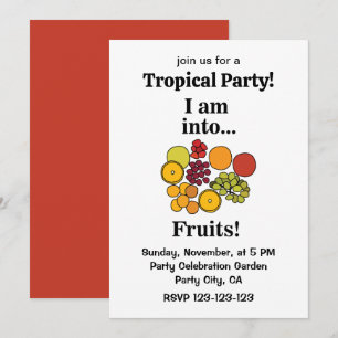 Convite Festa Tropical de Verão de Frutas Coloridas