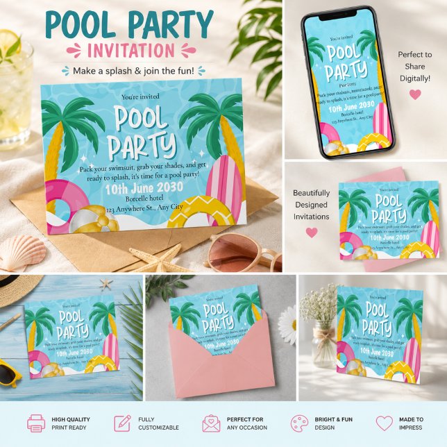 Convite Festa Tropical na Piscina (Criador carregado)