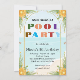 Convite Festa Tropical na Piscina - Aniversário de Nicole