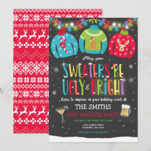 Convite Festa Ugly Sweater Convidou Feia E Suéter Brilhan