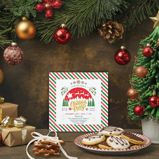 Convite Festa Verde Vermelha de Peppermint Candy de Natal (Criador carregado)