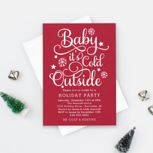 Convite Festa Vermelha de Natal Baby É Frio Lá Fora Festa