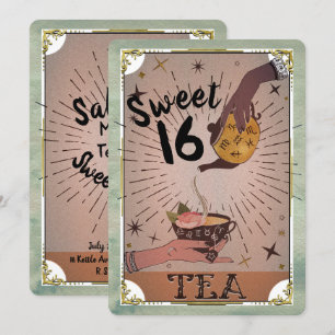 Convite Festa Vintage Chá Tarot Bule Bruxa Doce 16 Anos Em
