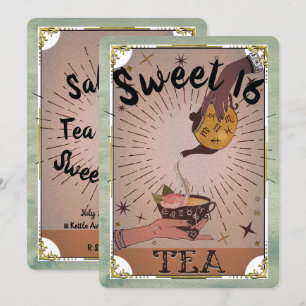 Convite Festa Vintage Chá Tarot Bule de Bruxa Doce 16 Anos