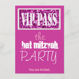 Convite Festa VIP do Bar Mitzvah Bat Mitzvah Rosa