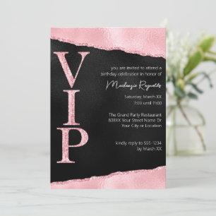 Convite Festa VIP Glamurosa Rosa e Preto