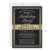 Festa Virtual de Aniversário Preto Dourado e Branc