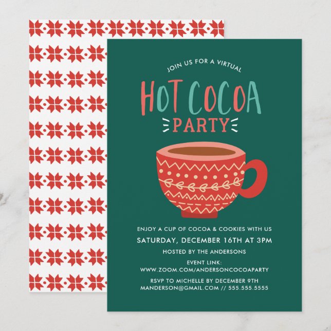 Convite Festa Virtual de Chocolate Quente de Natal (Frente/Verso)