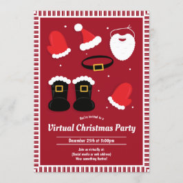Convite Festa Virtual de Natal Vermelha para papais noeis
