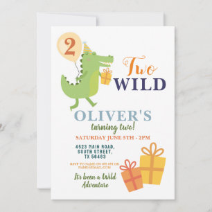 Convite Festa Wild Two Crocodile Birthday segundo 2