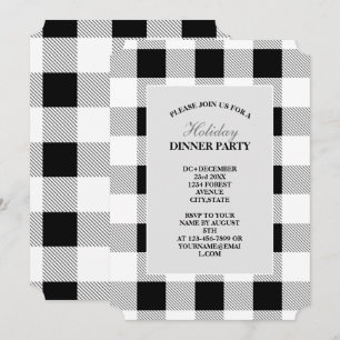 Convite festa xadrez búfalo preto e branco de casa de faze