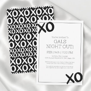 Convite Festa XOXO Black White Galentine Noite Out