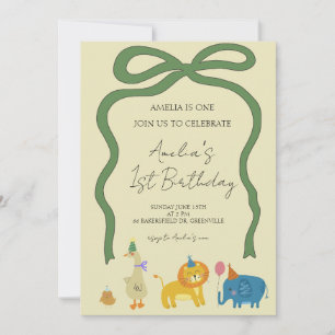 Convite Festas Animais Meninas Aniversário