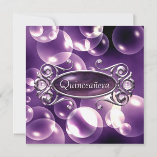 Convite Festas de 15 Anos Purple Bubbles Quinceanera