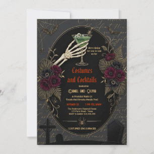 Convite Festas de Adultos com Fantasias de Halloween e Coq