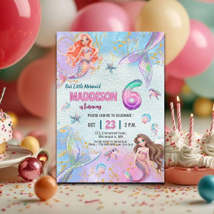 Convite Festas de Aniversário de 6 anos das Sereias Brilho