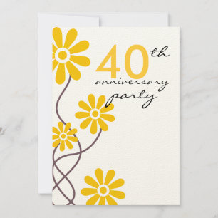 Convite Festas de Aniversário de Casamento de 40 anos Flor