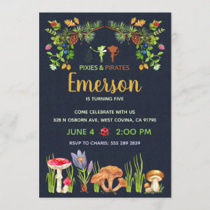 Convite Festas de aniversário de Fada de Pixies e Pirates