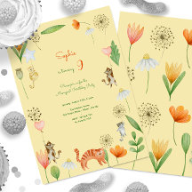 festas de aniversário de flores e de gatos