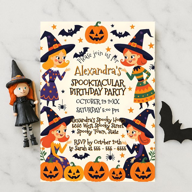 Convite Festas de Aniversário de Halloween para Meninas Br (Criador carregado)