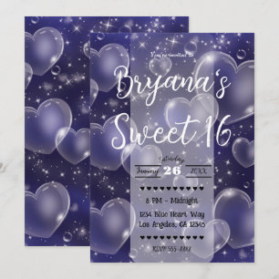 Convite Festas de Aniversário Rosa Bolhas Corações Fofo Me