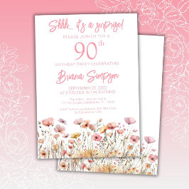 Convite Festas de Aniversário Surpresa de 60 anos com Flor