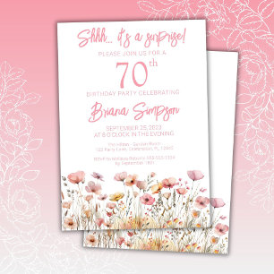 Convite Festas de Aniversário Surpresa de 70 anos com Flor
